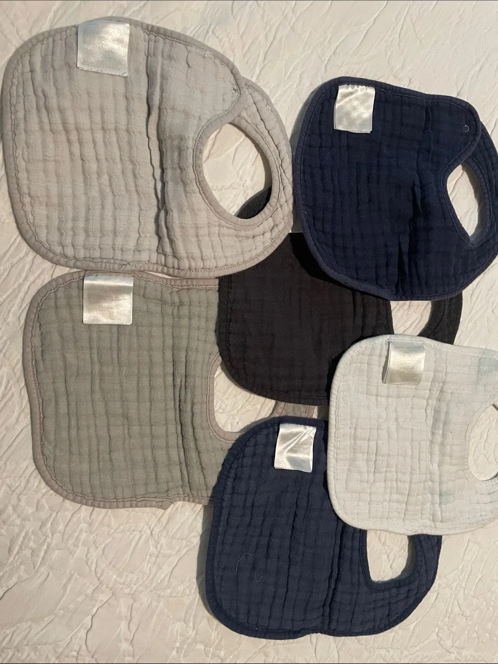 aden + anais Muslin Baby Bibs - Navy, Gray, Cream, Orange